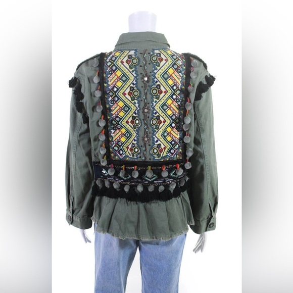 Zara Jackets & Blazers - Zara Women's Collar Long Sleeves Button Up Tassel Jacket Olive Green